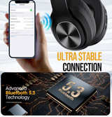 TuneFlux Wireless Bluetooth Headphones Over Ear Bluetooth 5.3 Headsets Black - Image 6