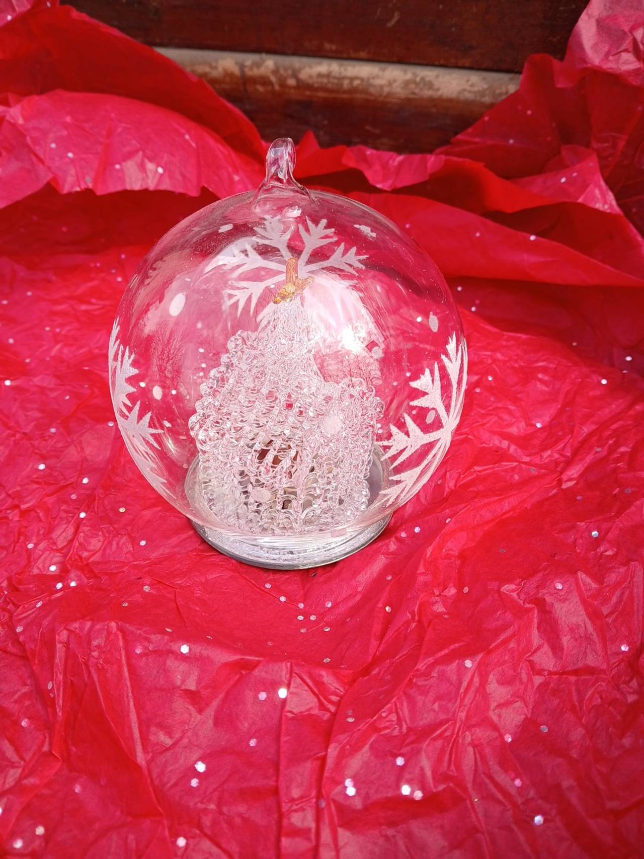 Waterford Crystal Snowflake Globe with Christmas Tree Ornament