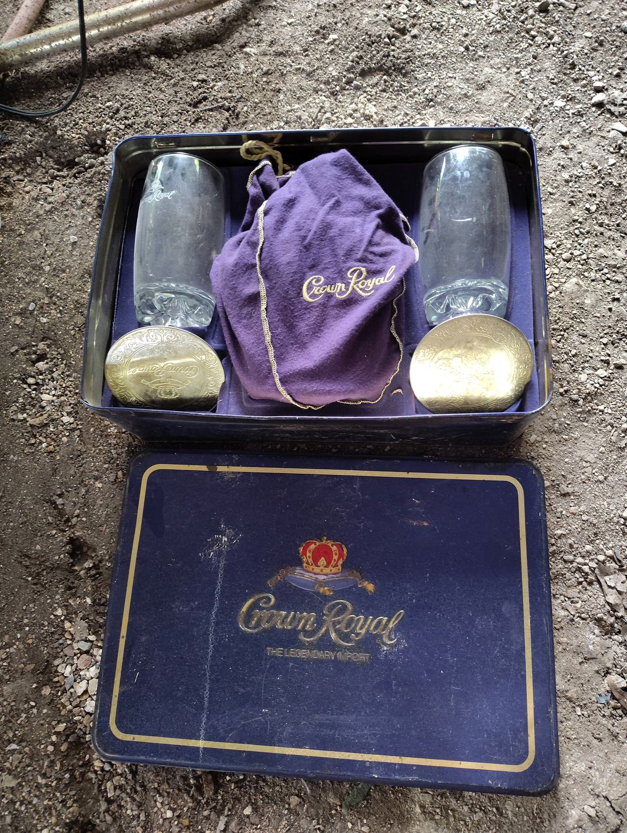 Crown Royal Vintage Gift Tin with Glasses and Coasters