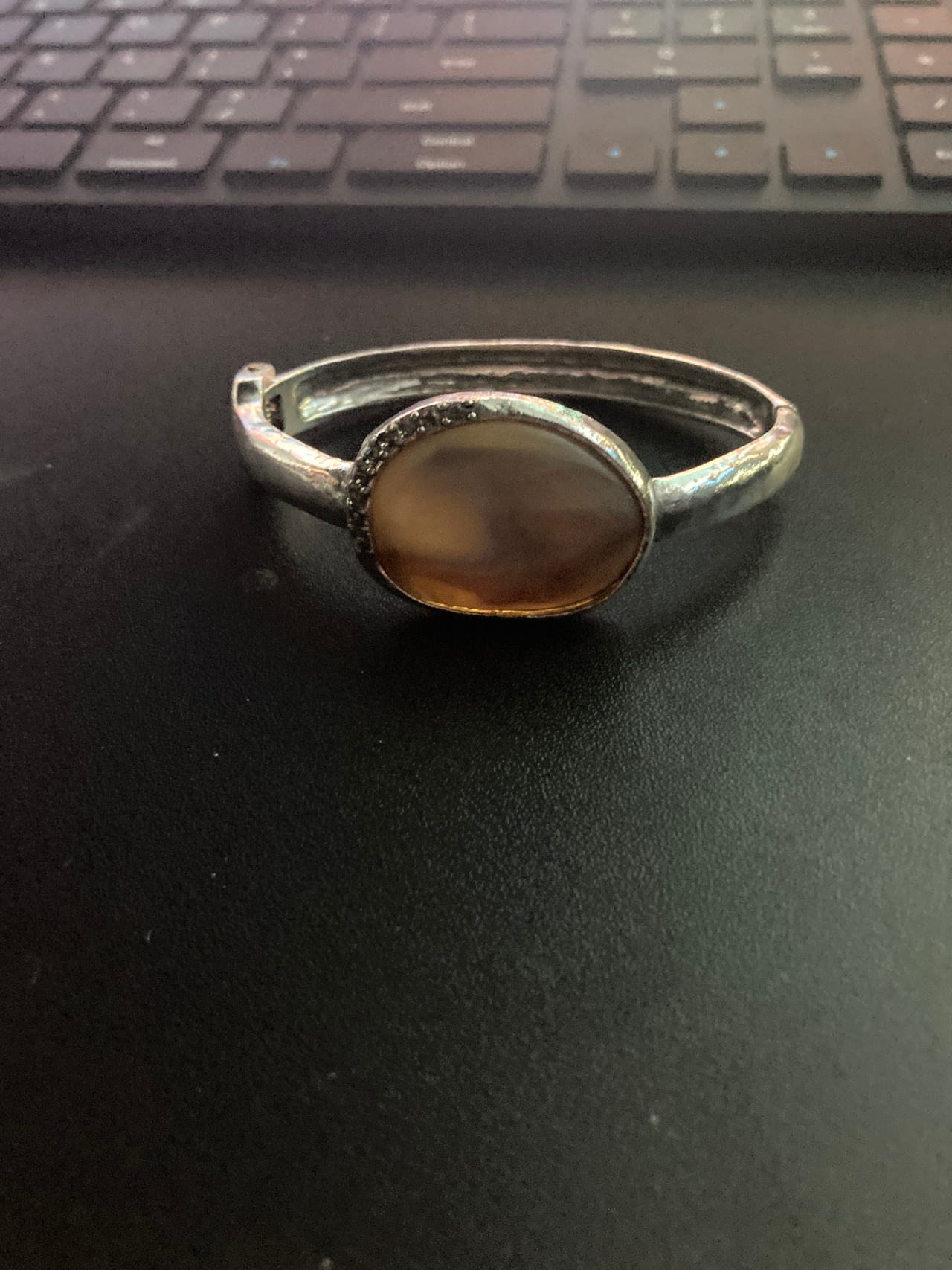 Sterling Silver Agate Bangle Bracelet