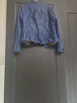 Black Rivet Navy Blue Faux Leather Moto Jacket - Image 1