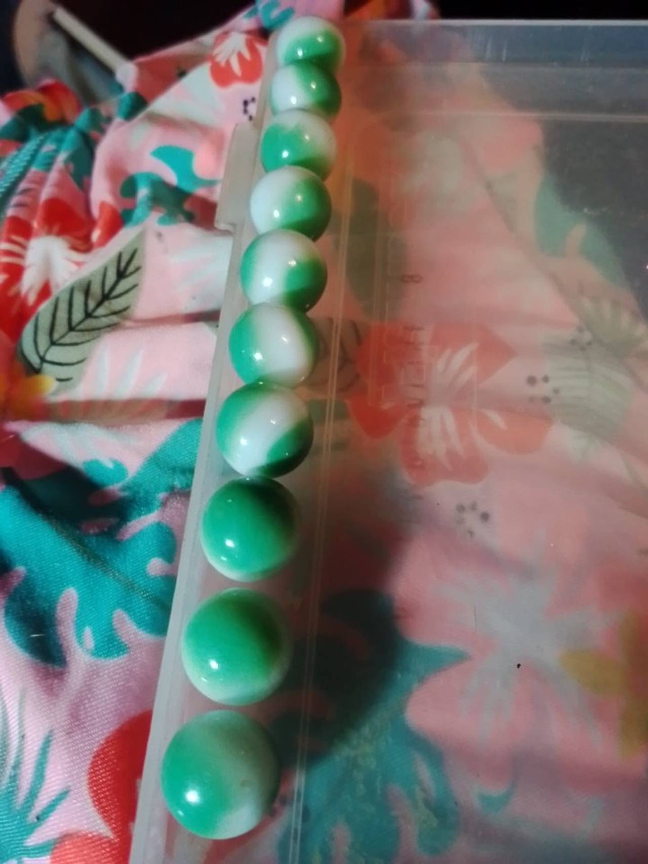 Vitro Agate Green and White Swirl Marbles