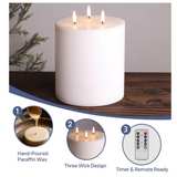 Large 6x6 3-Wick Flameless LED Pillar Candle with Remote - Image 5