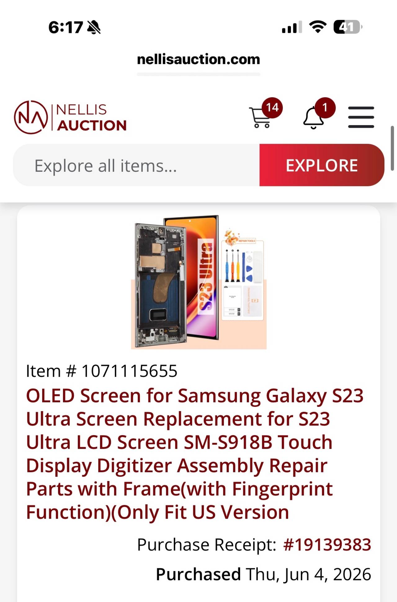 Samsung Galaxy S23 Ultra OLED Screen Replacement with Frame