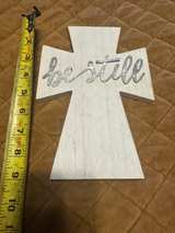 Be Still Whitewash Wooden Cross - Image 2