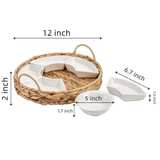 Wudkey Ceramic Divided Serving Dishes with Cattail Basket - Image 2