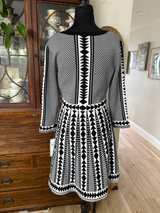Nina Leonard Geometric Knit Sweater Dress Black/White - Image 3