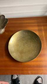Chinese Vintage Brass Bowl with Dragon Etching - Image 1