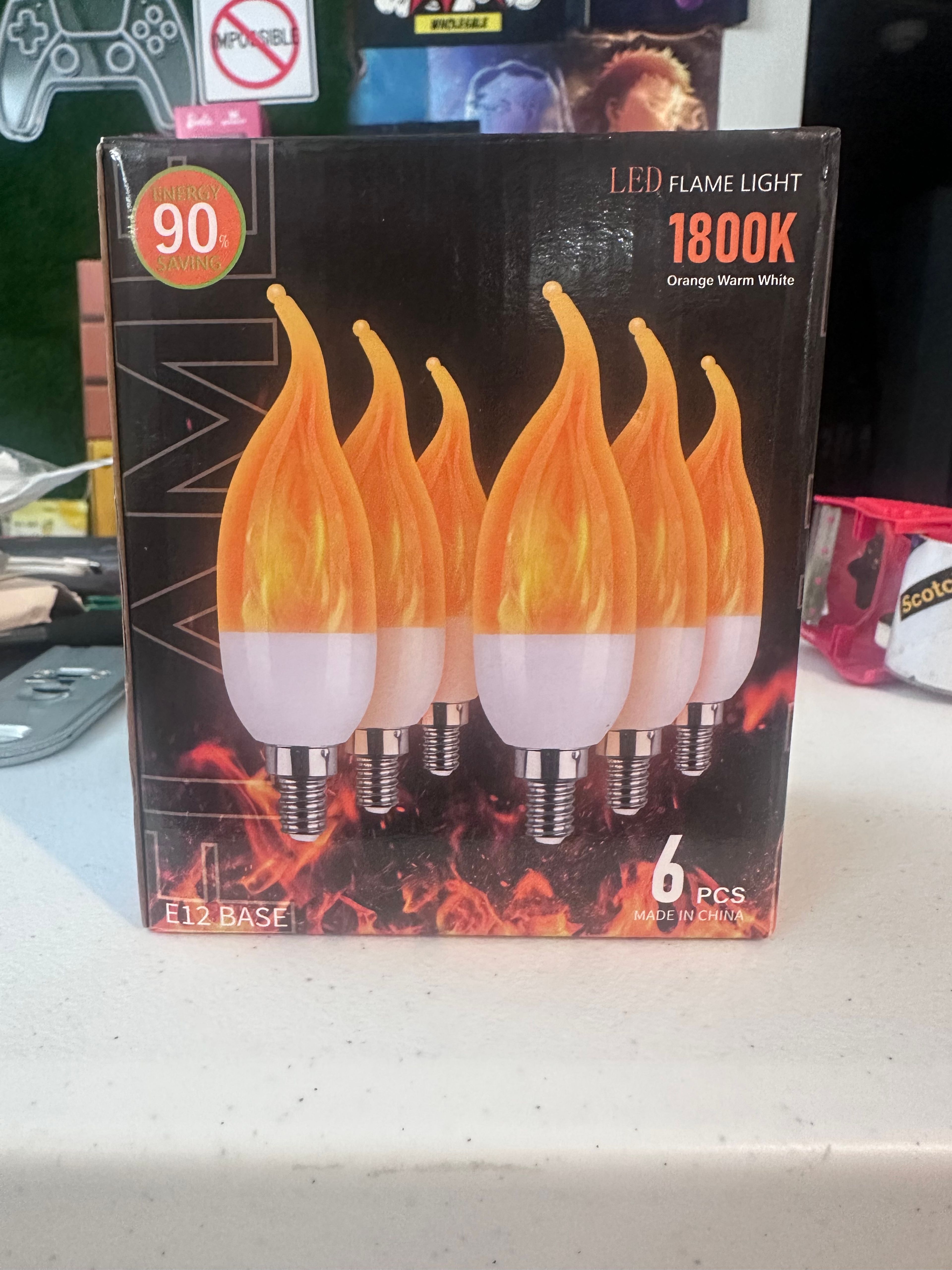 E12 3 Mode LED 1800k Candelabra Flame Light Bulbs 4 Pack, 2.0W Warm White - Image 10