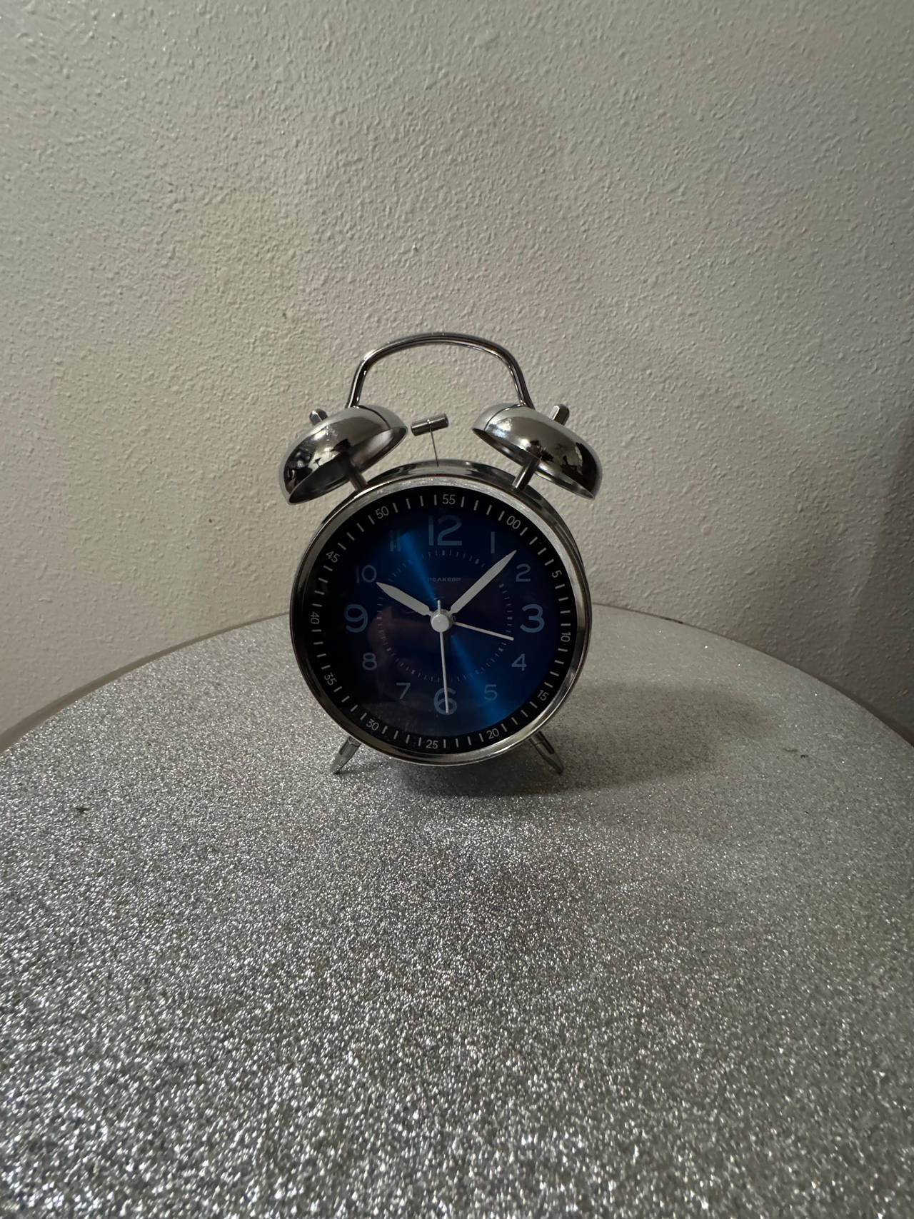 Sharp Twin Bell Alarm Clock Blue Dial