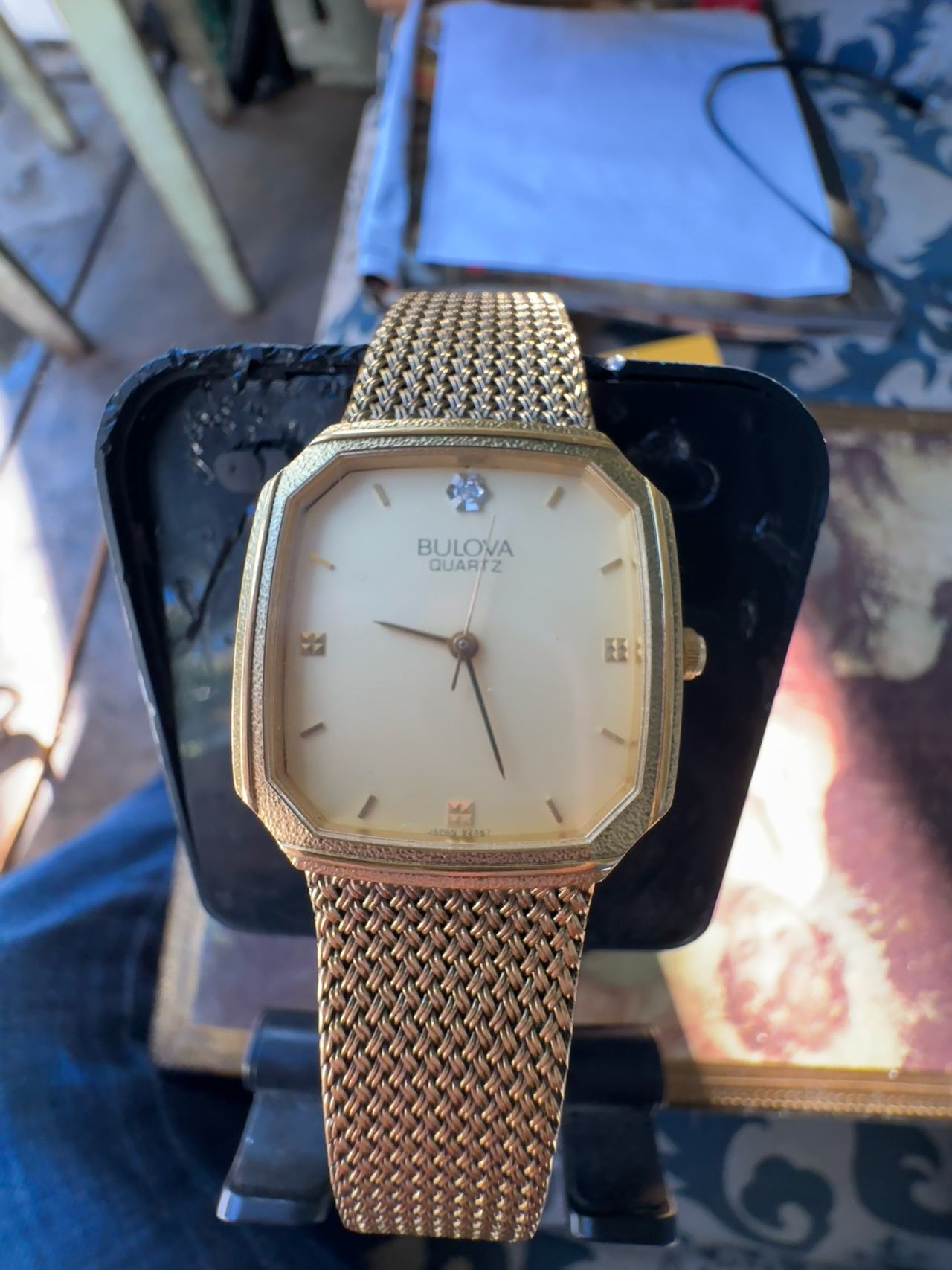 Bulova Gold Tone Diamond Dress Watch 92A67