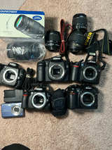Canon EOS 40d d80 Nikon 5 cameras 4 lenses lot AS IS UNTESTED - Image 1