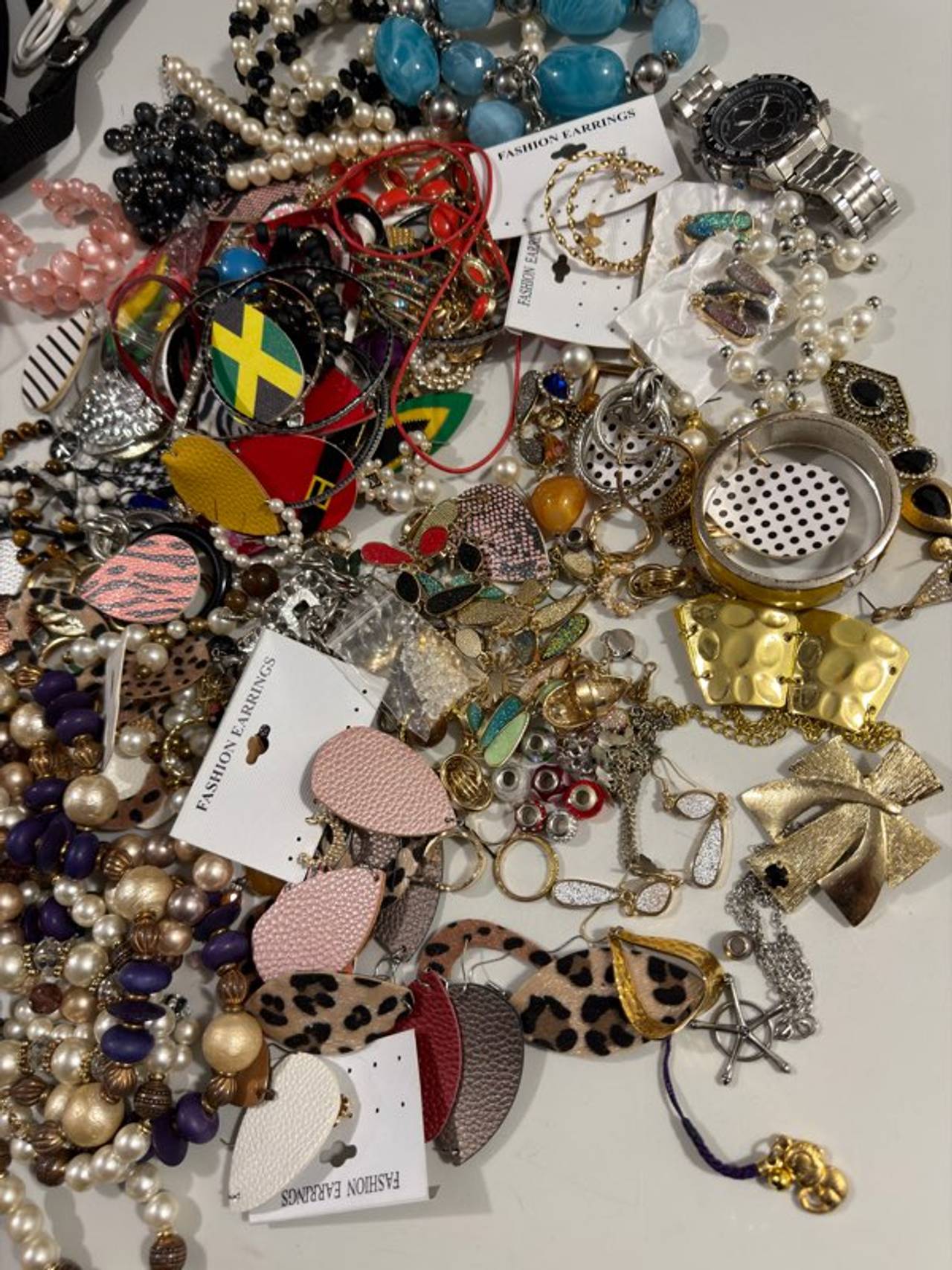 Huge Mixed Jewelry Lot - Statement Necklaces, Earrings, Watches