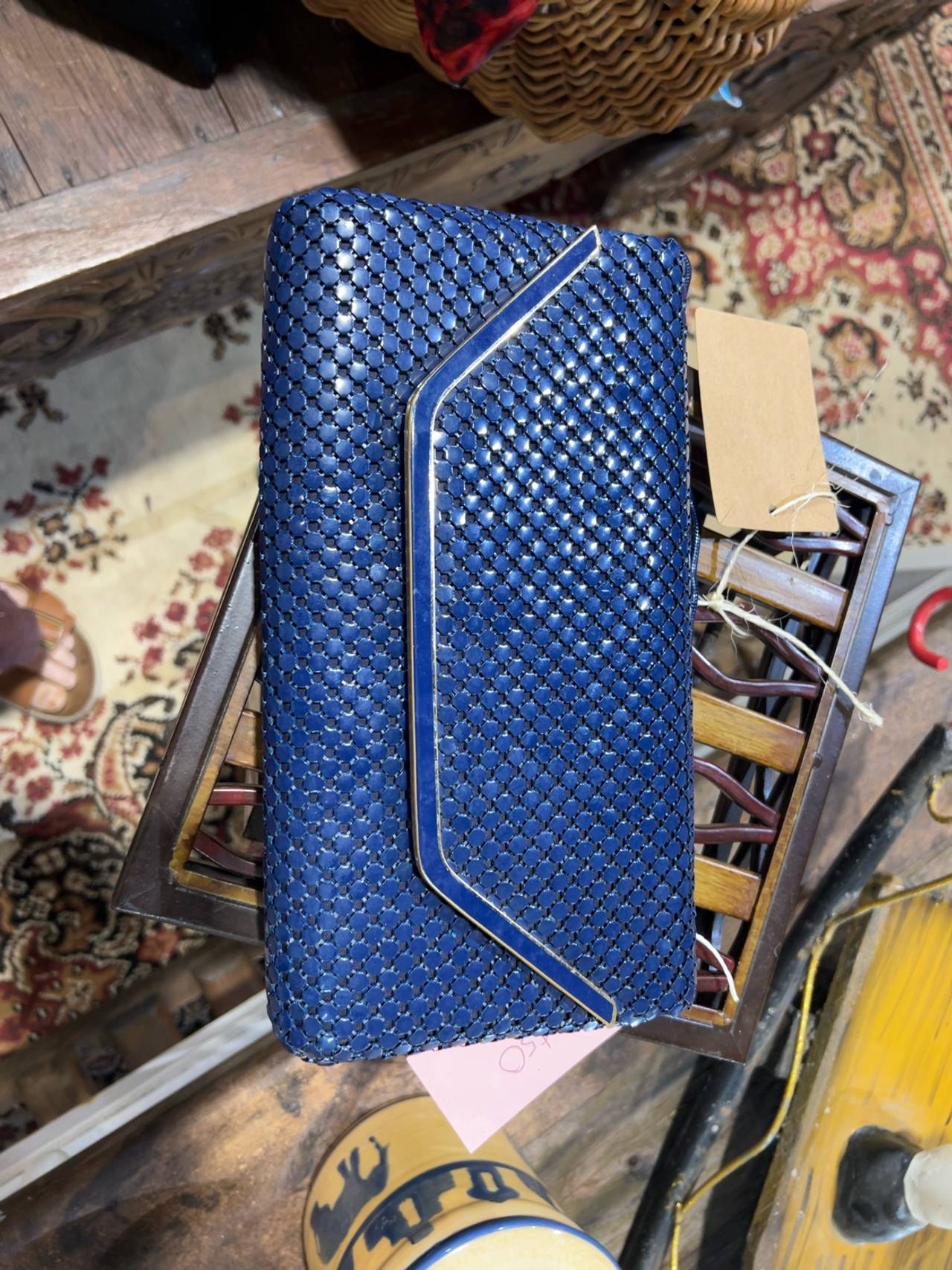 Nina Lorna Vintage Navy Blue Mesh Clutch