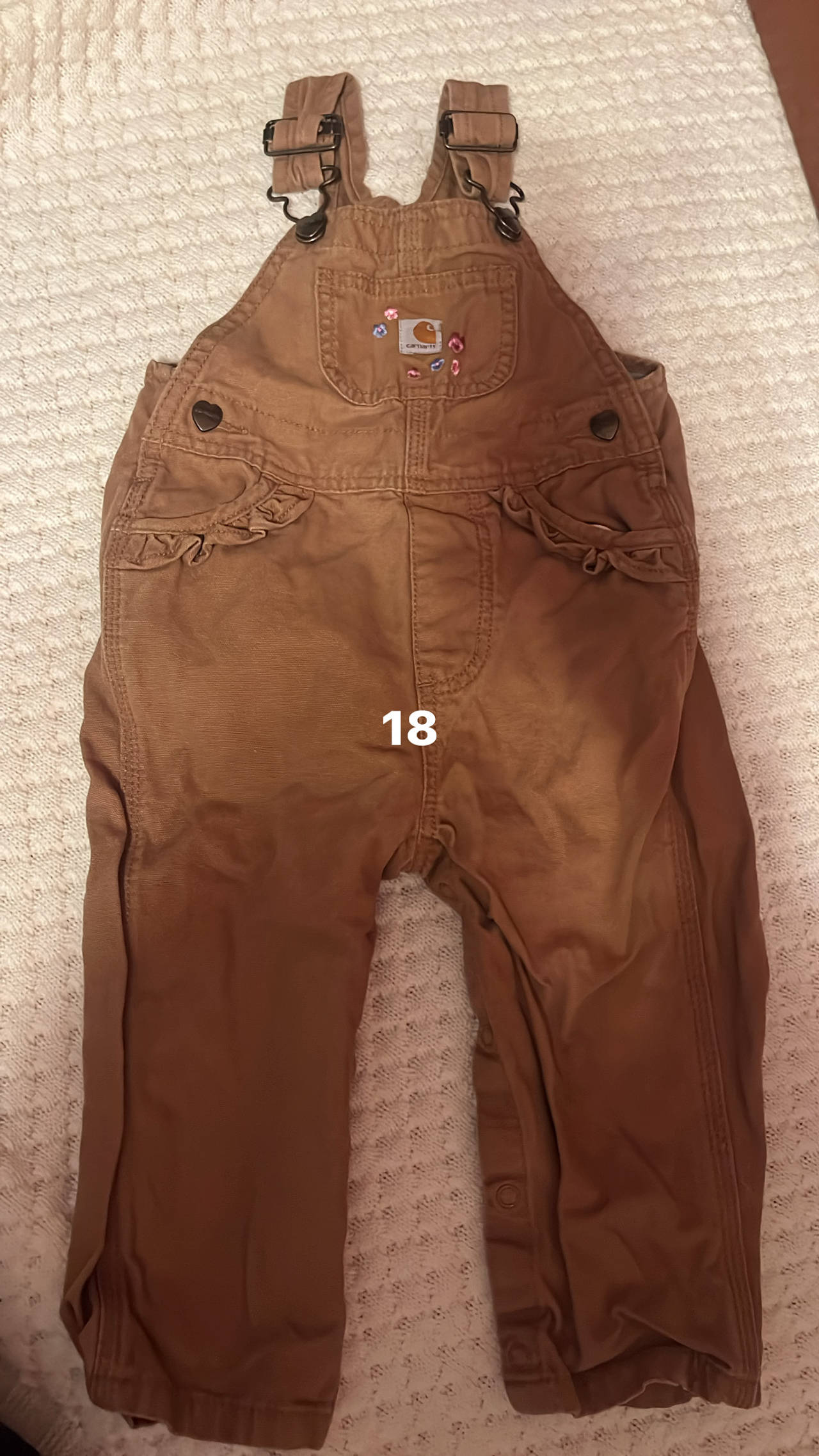 Carhartt Baby Girls' Canvas Ruffle Overalls 18 months