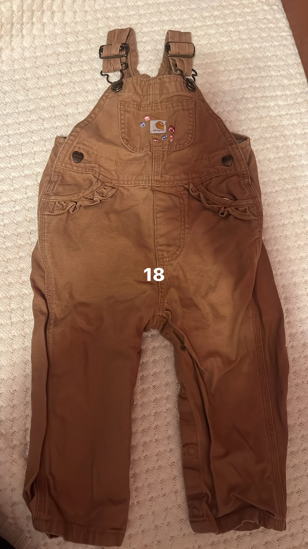 Carhartt Baby Girls' Canvas Ruffle Overalls 18 months