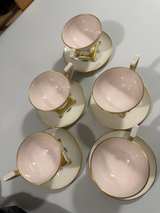 Vintage Porcelain Demitasse Espresso Cups & Saucers Set of 5 Gold Trim Floral Pi - Image 7
