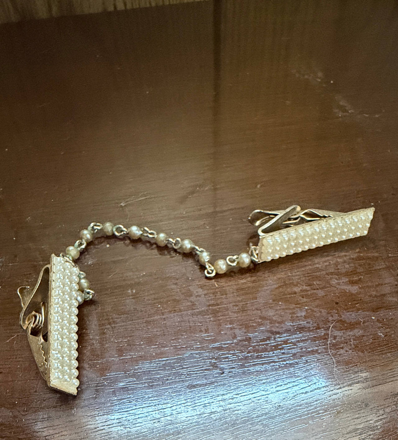Vintage Faux Pearl Sweater Guard Clip