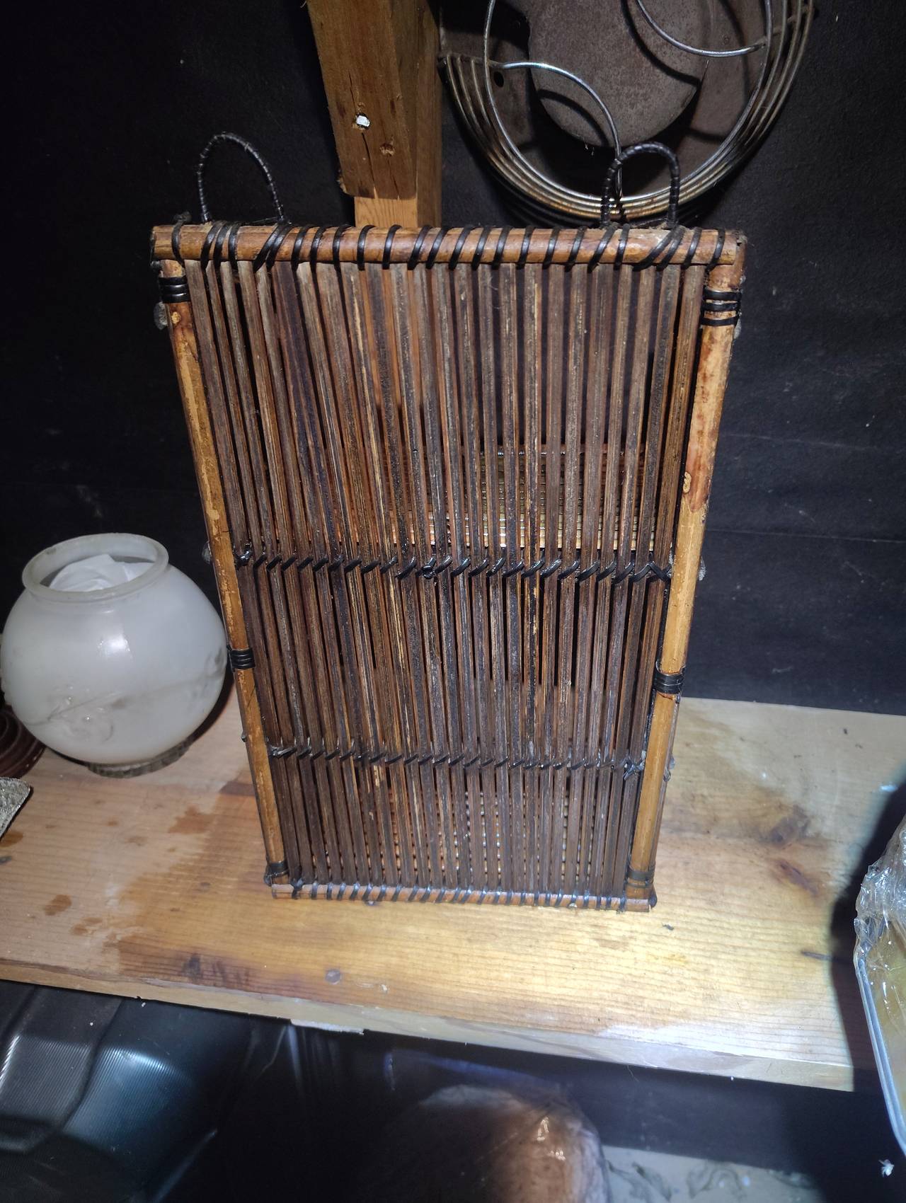 Vintage Bamboo Rattan Wall Shelf