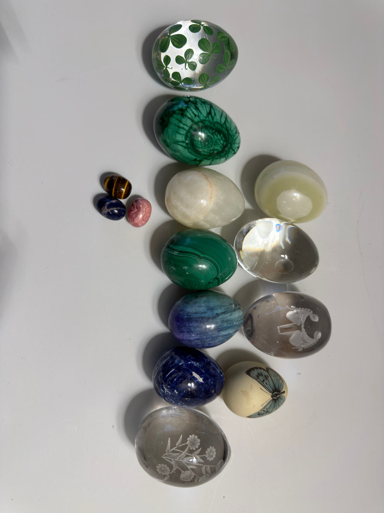 Vintage Stone Egg Collection Crystal Paperweights Decorative Mineral Lot