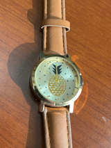 Geneva Pineapple Dial Fashion Watch with Tan Strap READ - Image 1