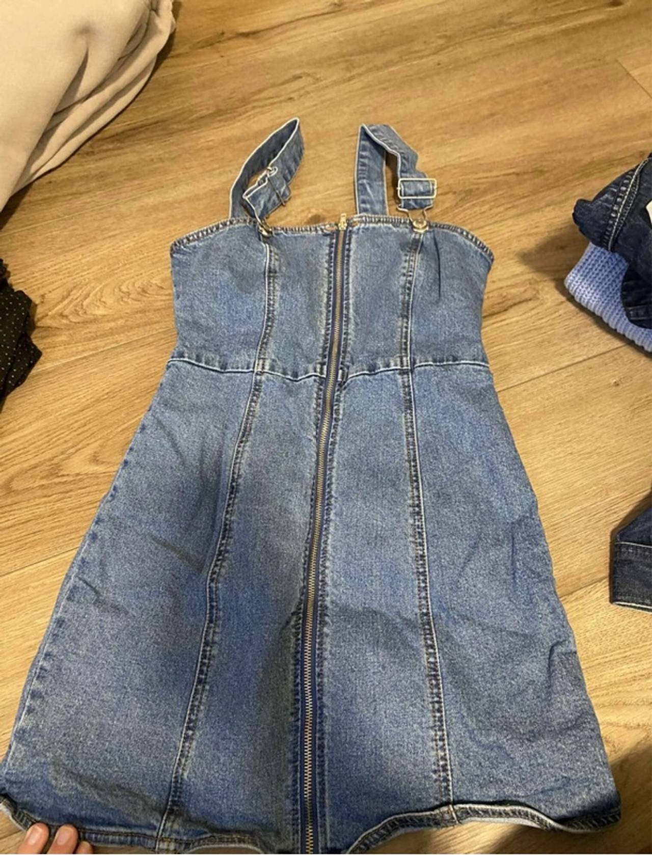 Reformation Denim Mini Dress with Zip Front