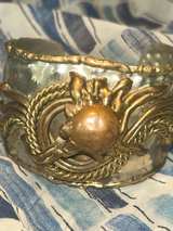 Brutalist Mixed Metal Artisan Cuff Bracelet Hecho en Mexico - Image 2