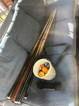 Unique Billiards Wooden 8-Ball Wall Rack with 2 sets and sticks - Image 2