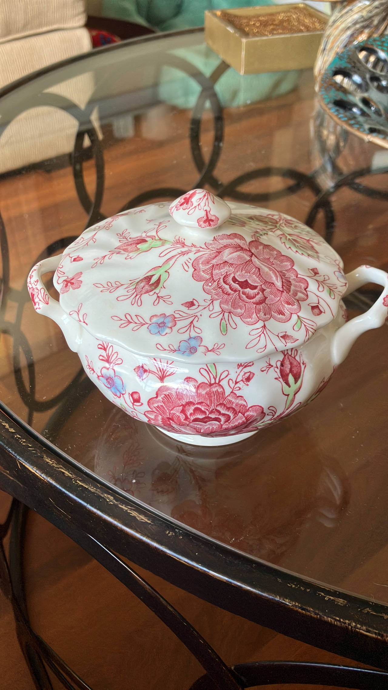 Johnson Brothers Rose Chintz Covered Sugar Bowl