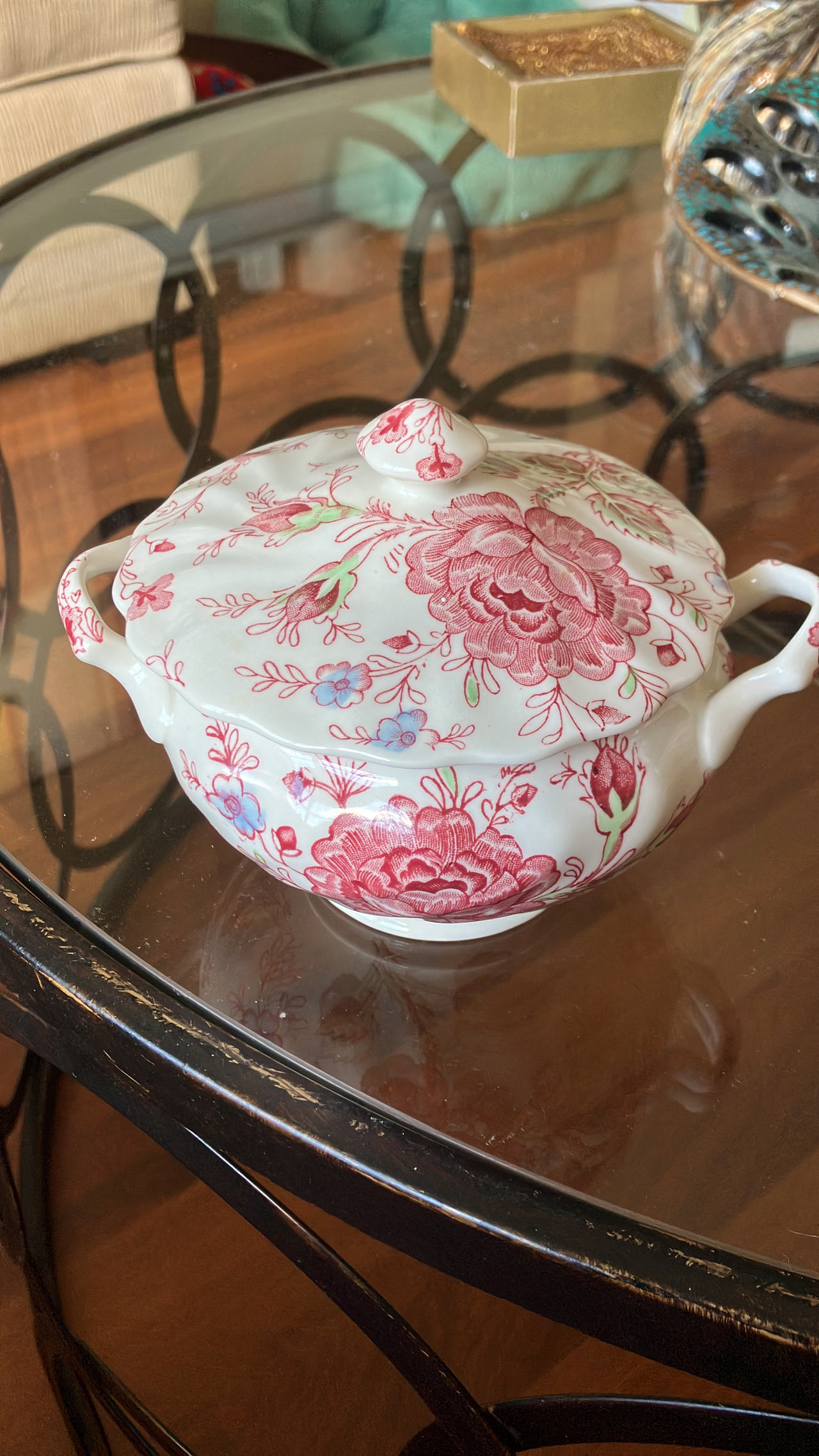 Johnson Brothers Rose Chintz Covered Sugar Bowl