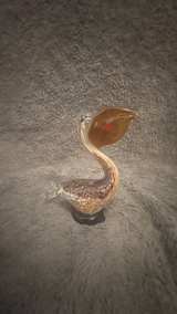 Murano Style Hand Blown Art Glass Bird Figurine Amber Head Speckled Body Vintage - Image 2