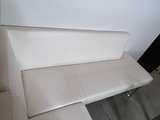 Armen Living Amanda Faux Leather Corner Bench off white dinning booth with glass - Image 3