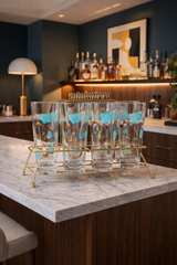 Libbey Mid-Century Modern Atomic Boomerang Highball Glasses and Caddy Set - Image 2