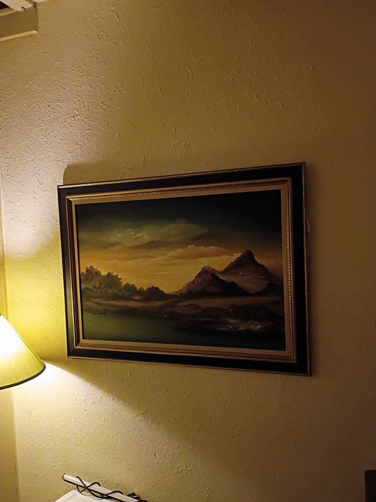 Vintage Framed Mountain Landscape Oil Painting