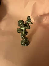 Vintage Sun Pewter Cherub Angel with Bird Figurine - Image 1