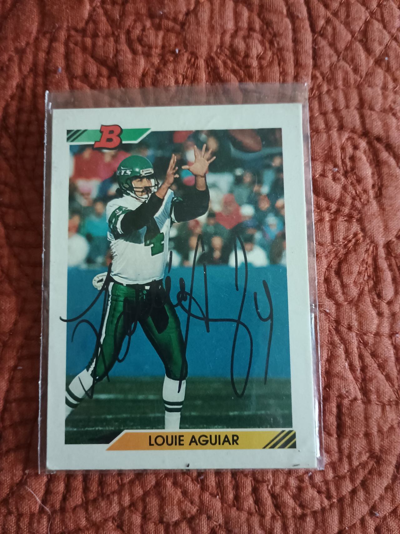 1991 Bowman Louie Aguiar Autographed Football Card
