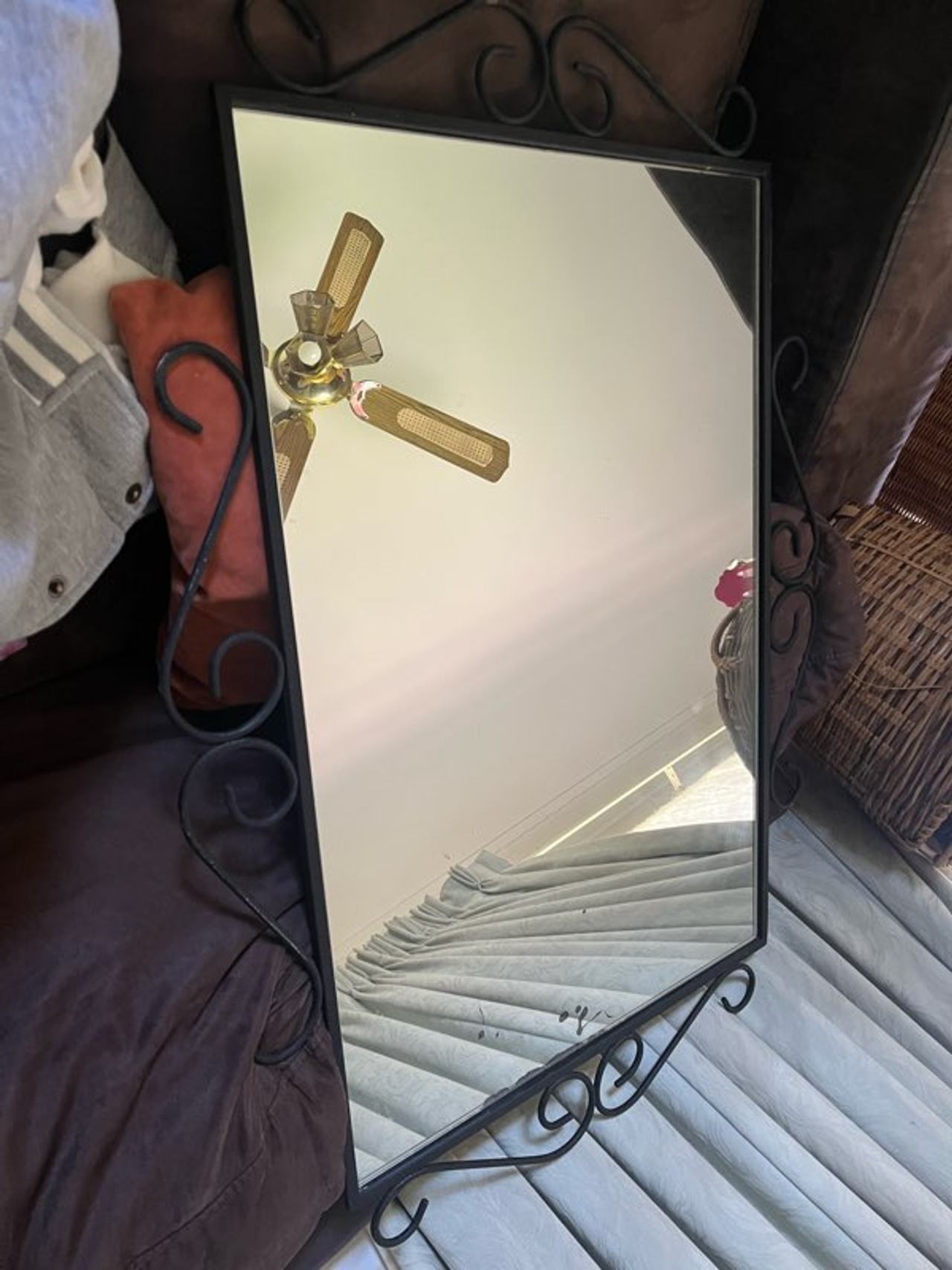 Decorative Wall Mirror with Wrought Iron Frame