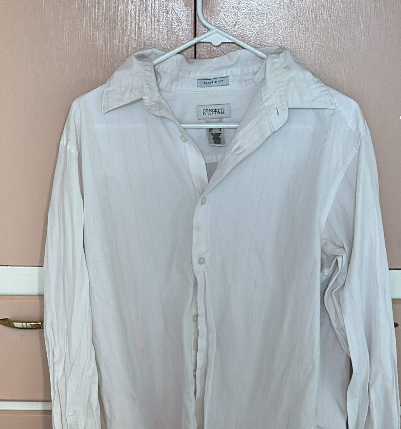 Concepts by Claiborne White Striped Button Down Shirt