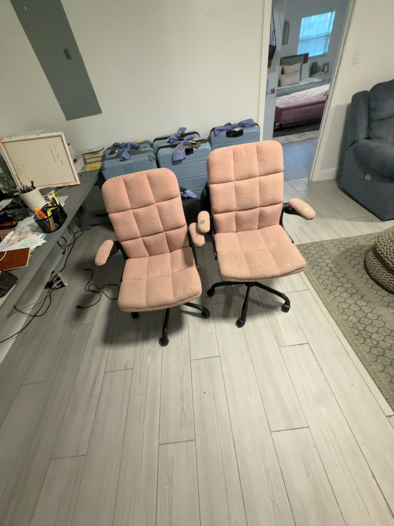 Velvet Executive Office Chair with Flip-Up Armrests