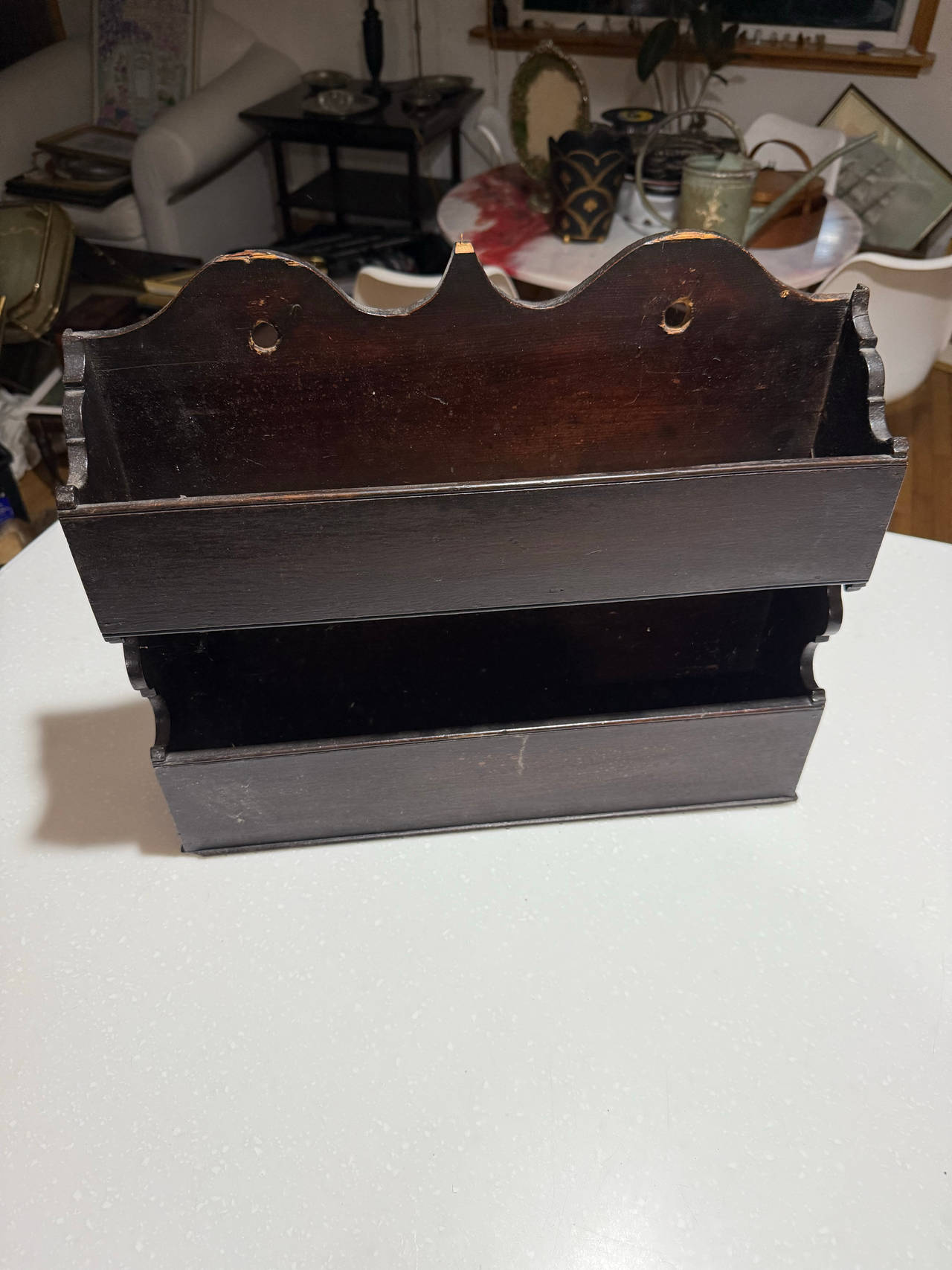 Vintage Wooden 2-Tier Wall Pocket Shelf