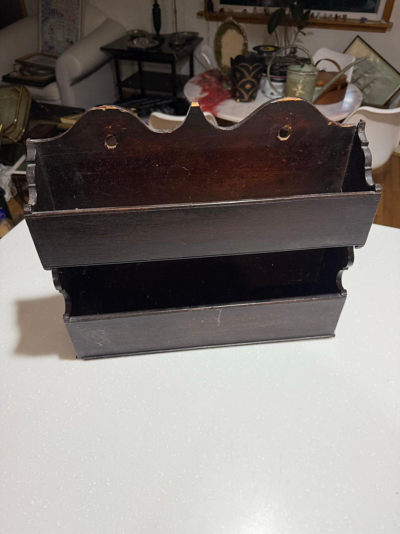 Vintage Wooden 2-Tier Wall Pocket Shelf