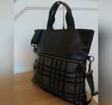 Coach Charles Foldover Plaid Tote Bag Black/Gray - Image 2