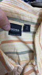Hugo Boss Striped Short Sleeve knit Button Down Shirt Large - Image 3