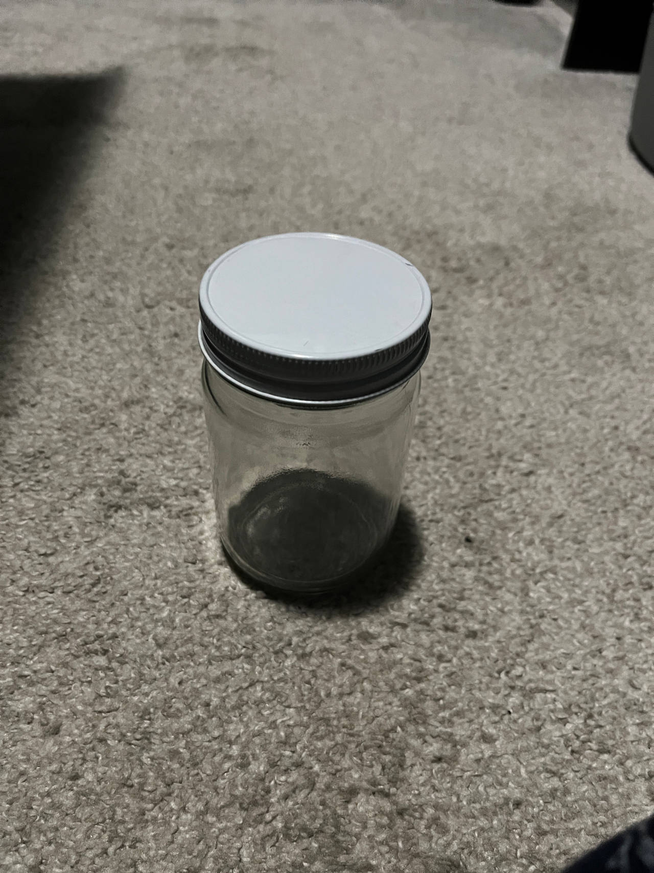 Glass Mason Jar with White Lid