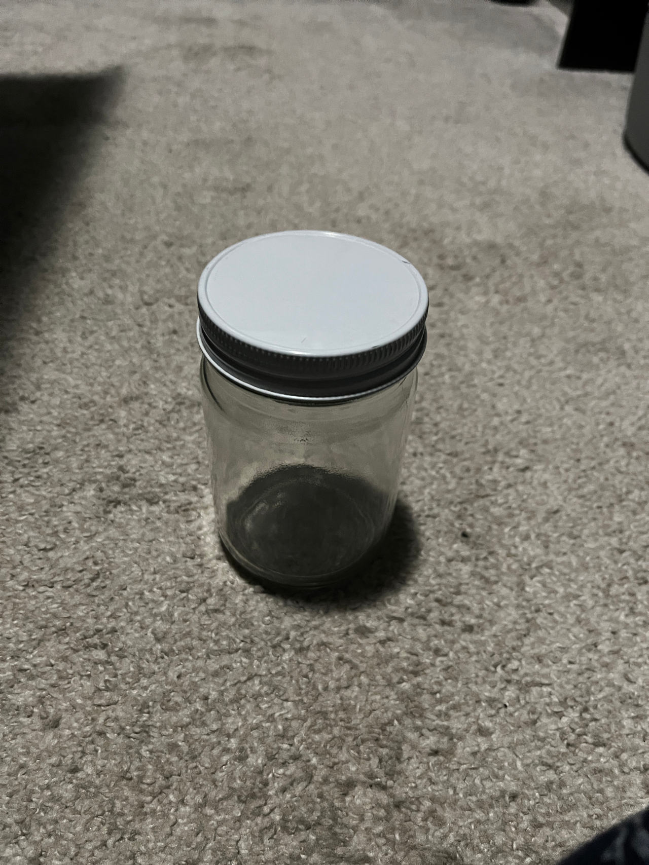 Glass Mason Jar with White Lid