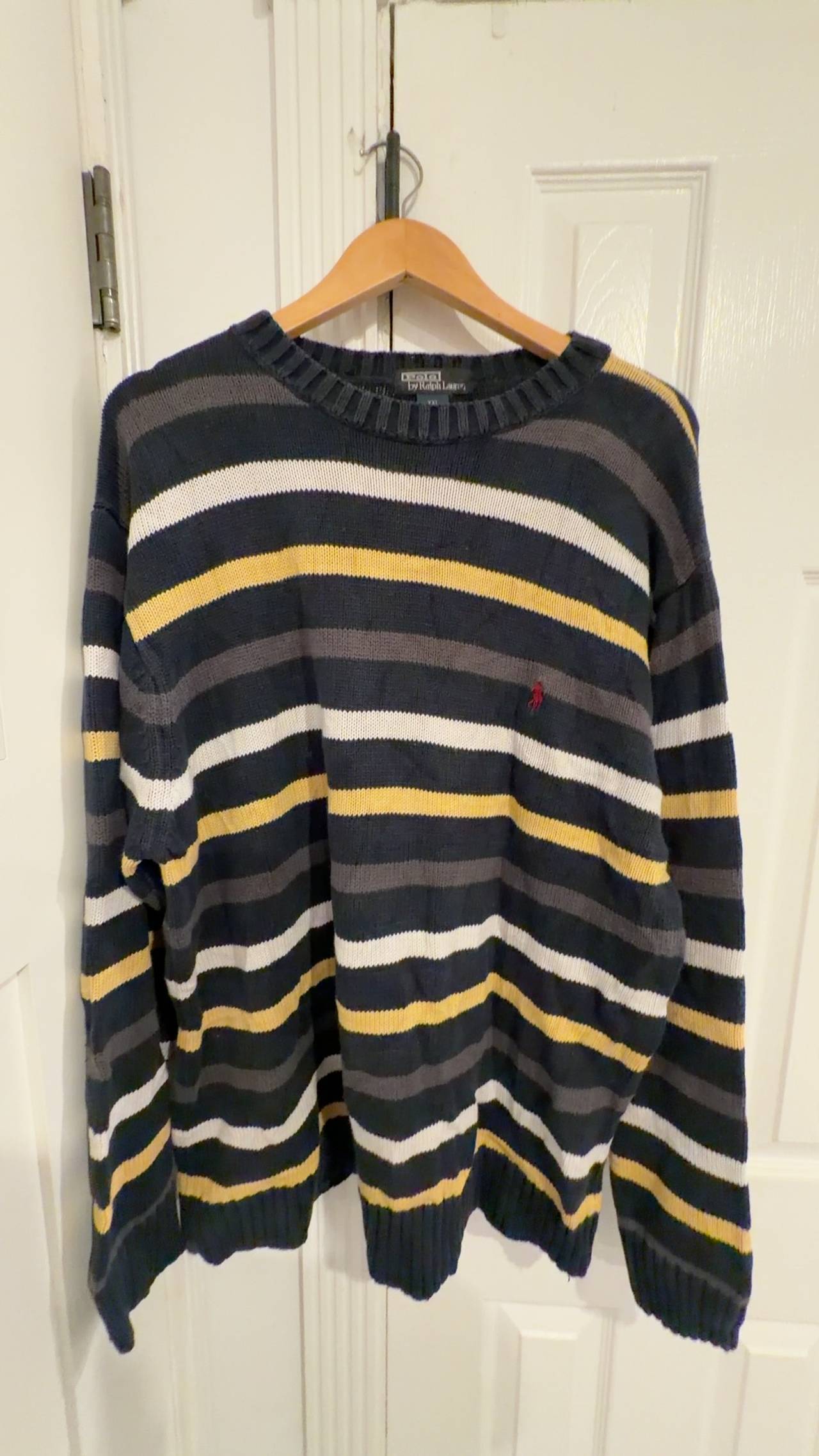 Ralph Lauren Vintage Striped Cable Knit Sweater XXL