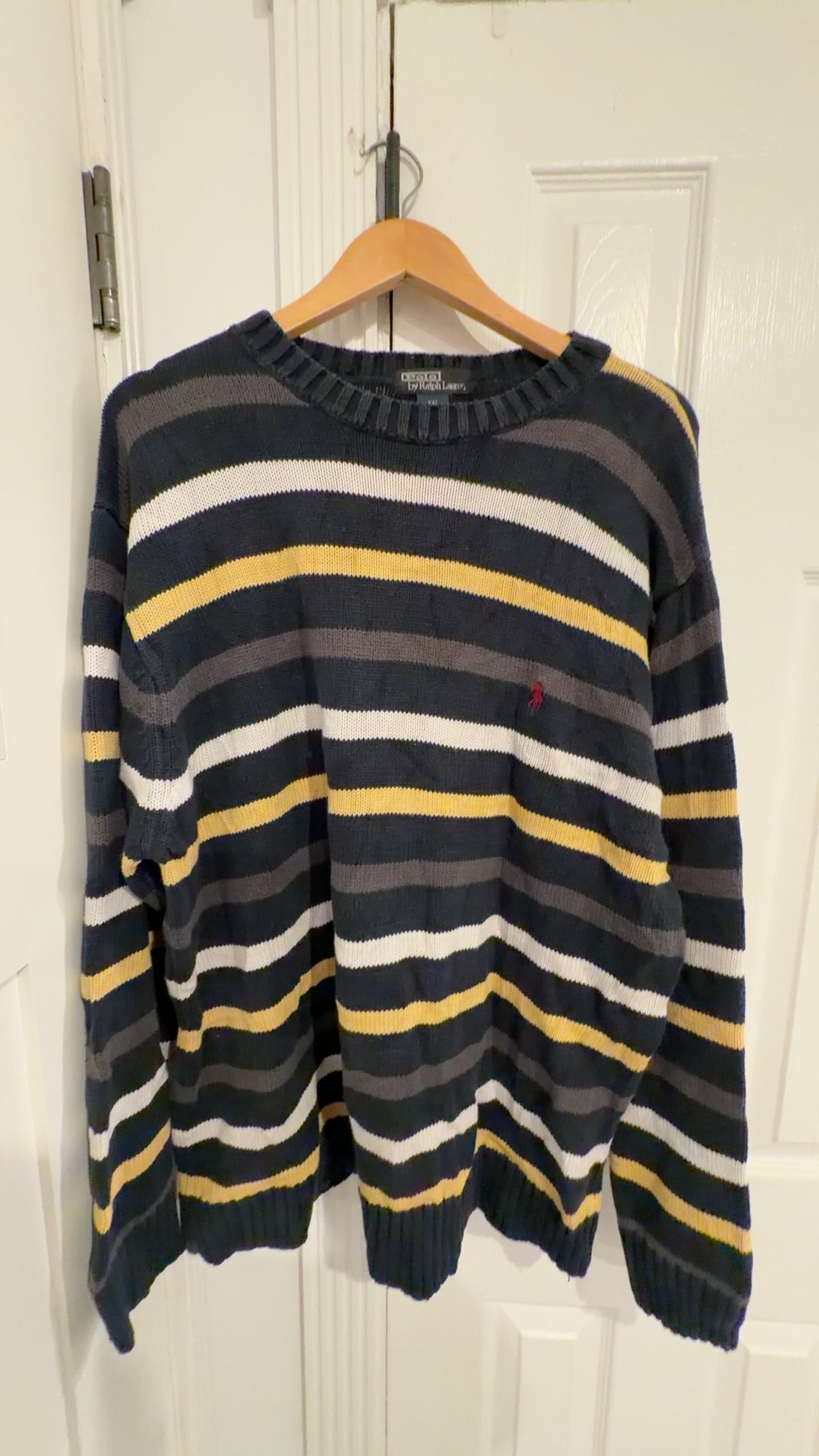 Ralph Lauren Vintage Striped Cable Knit Sweater XXL