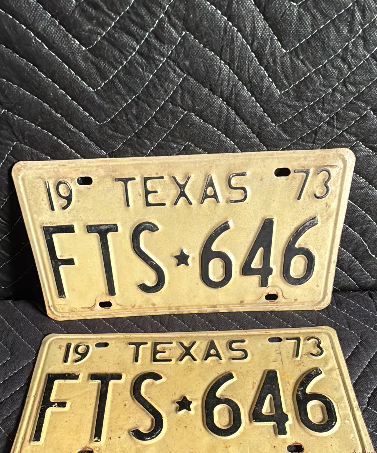 1973 Texas License Plate Pair