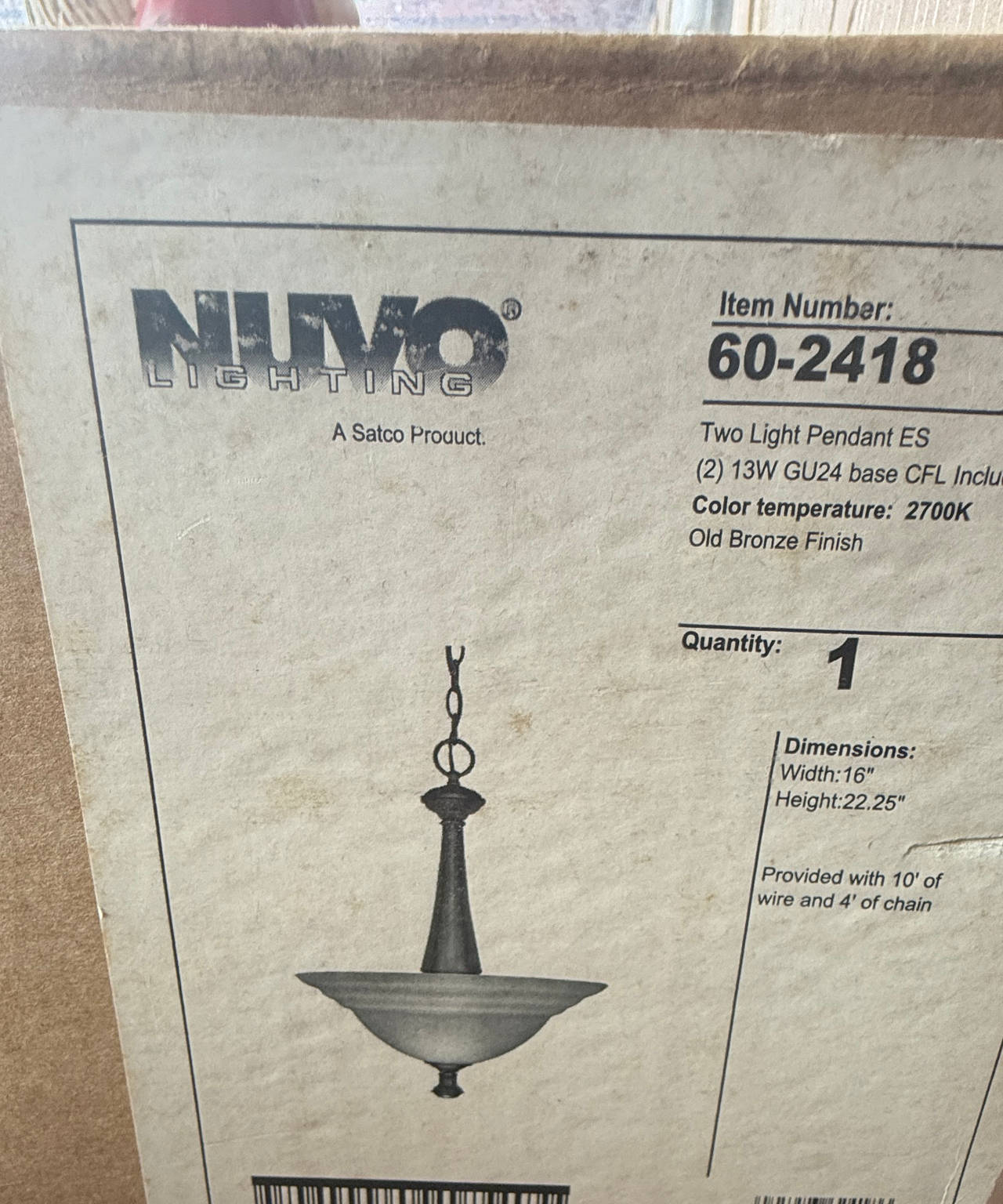 Nuvo Lighting 60-2418 Two Light Pendant
