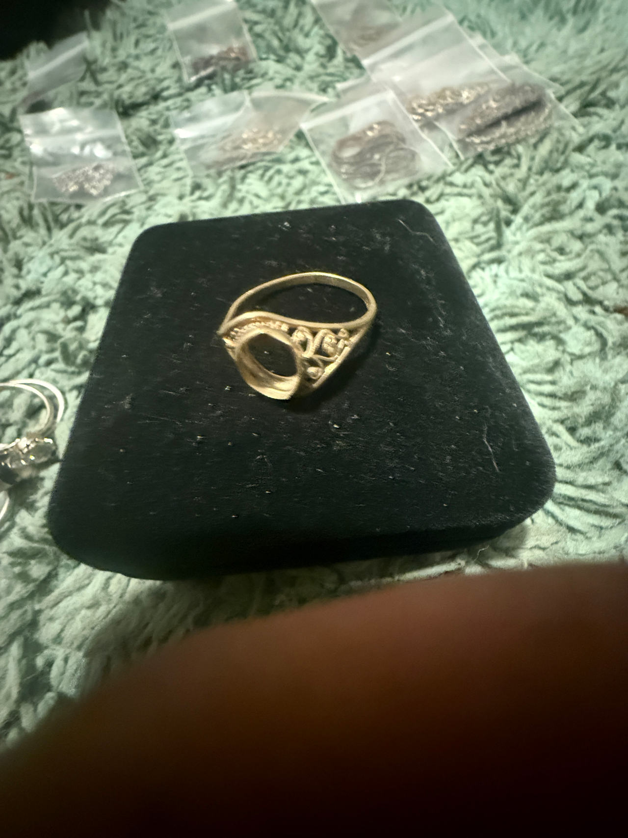 Vintage Gold Filigree Ring Setting (No Stone)